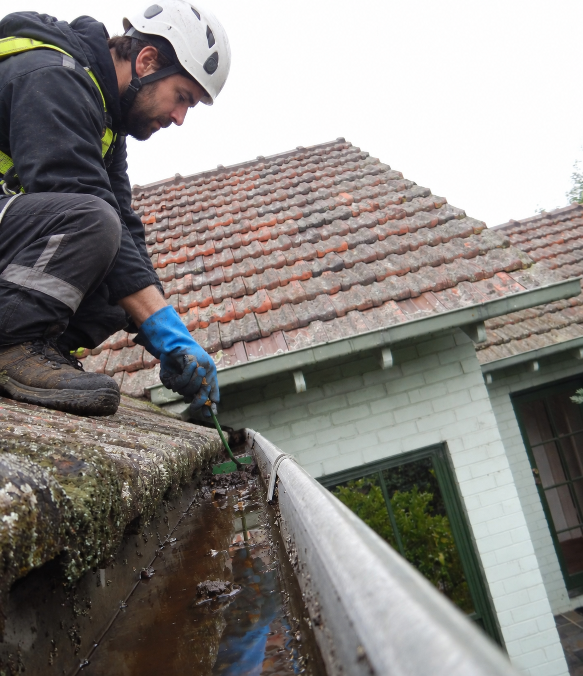 Gutter cleaning at a residential property
