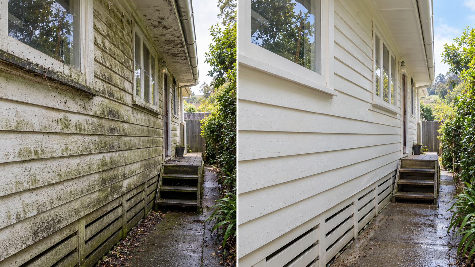 Illustrative exterior wall view for pre-paint washing